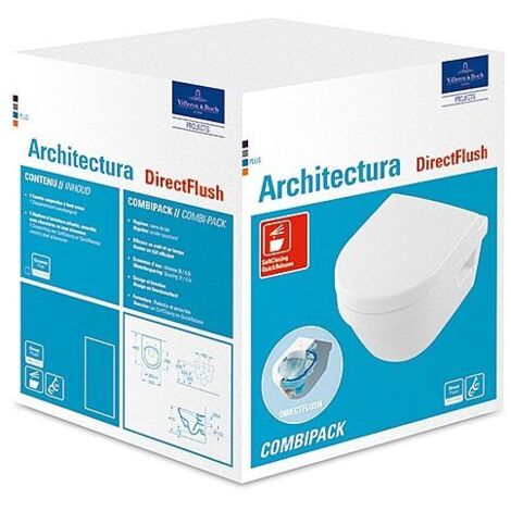 Combi-Pack Villeroy & Boch Architectura Wand-Tiefspül-WC Direct Flush compact & WC-Sitz Softclose, weiß - 4687HR01