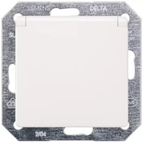 SCHUKO-Steckdose mit Klappdeckel titanweiß/ Schutzart IP20 m. erhöhtem Berührungsschutz/1 Stk. (1/2)