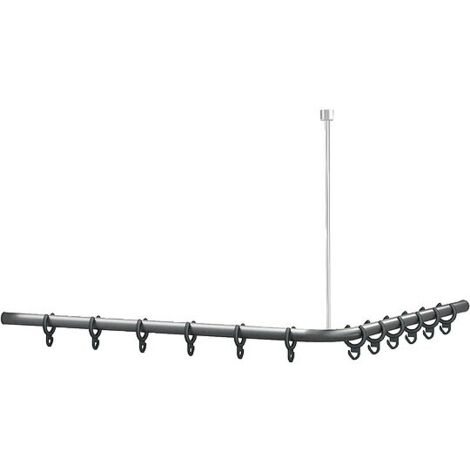 Duschvorhangstange Normbau Cavere, Anthrazit-Metallic, ohne Deckenabhängung, 1200 x 1200 mm - 7382120095