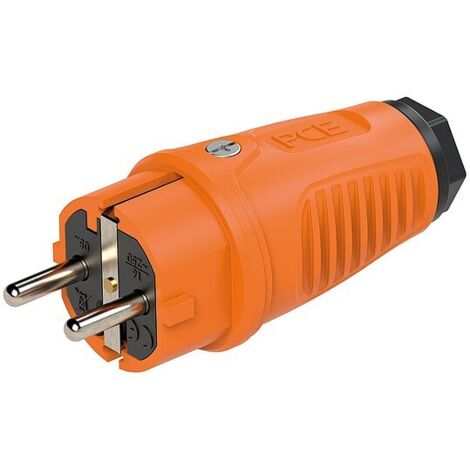 Schutzkontaktstecker Vollgummi (orange/schwarz) (1/2)