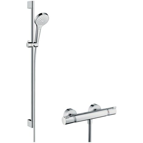 Brausethermostat-Set Hansgrohe Croma Select S Vario Brausestange 900 mm, Handbrause Ø 110 mm und Brauseschlauch, chrom - 27014400