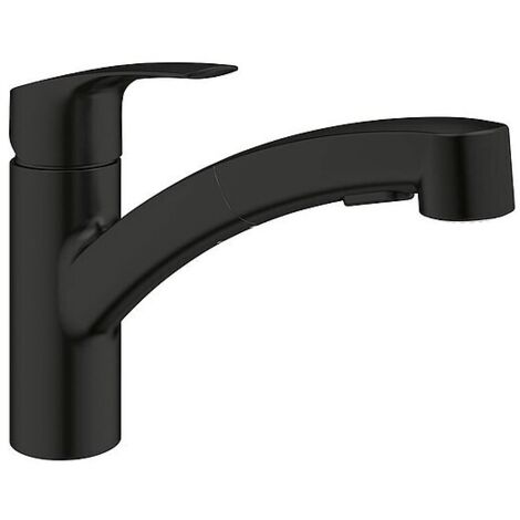 Spültischmischer Grohe Eurosmartmit herausziehbarer Geschirrbrause, Ausladung 227 mm, matte black - 303052431