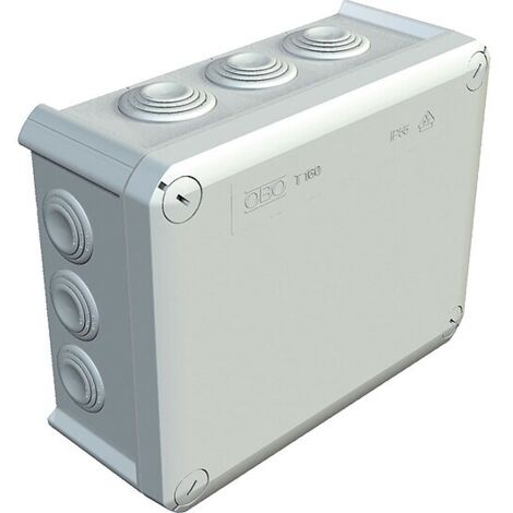 Abzweigkasten Thermoplast, 7 x M25 + 5 x M32, IP66, lichtgrau - Maße 176 x 135 x 67 mm