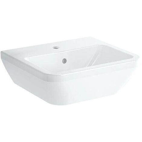 Handwaschbecken VitrA Integra 450 x 400 mm, mit Überlauf, 1 Hahnloch mittig, eckige Form, weiß - 7047L003-0001