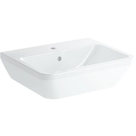 Waschtisch VitrA Integra eckig 550 x 450 mm, mit Überlauf ,1 Hahnloch mittig, weiß - 7049L003-0001