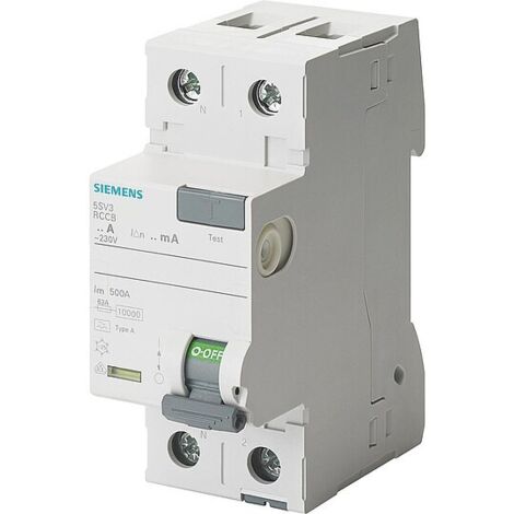 FI-Schutzschalter Siemens, 2-polig, Typ A, 40A, 30 mA, N-Links, 5SV3314-6KL
