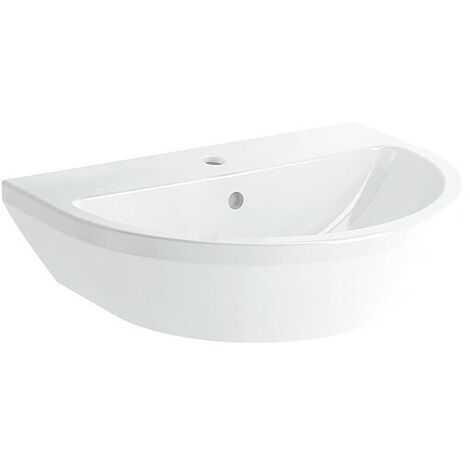Waschtisch VitrA Integra rund 545 x 450 mm, mit Überlauf, 1 Hahnloch mittig, weiß - 7067L003-0001