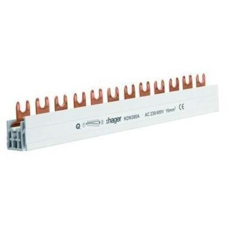 Hager Phasenschiene KDN380A (3P) 80A, 16 mm², Länge: 210 mm Schraubtechnik/ Quick Connect