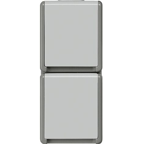 Aufputz-SCHUKO-Steckdose, senkrecht, IP44 - 151 x 66 x 54 mm - 2-fach