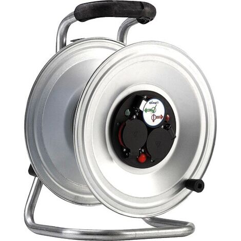 Stahlblech-Kabeltrommel Professional'', leer, Ø 290 mm, 3-fach-Schuko-Steckdose