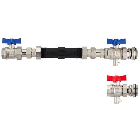 Anschluss-Set für Wärmezähler mit 1 Zoll-Gewinde - 130 mm - Durchgangsform (1/3)