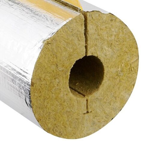 Steinwoll-Rohrschalen alukaschiert für Rohr 42 mm - Dämmschichtdicke 44 mm - geschlitzt - selbstklebend - Länge 1 m - 100% GEG