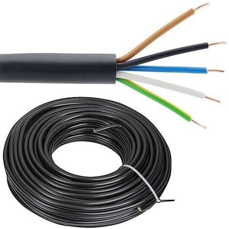 Erdleitung / Starkstromkabel 0,6/1kV NYY-J 5 x 1,5 mm² - Farbe schwarz - Rolle je 50 m