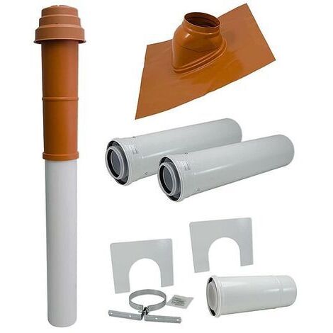 Buderus Abgaspaket DO - rot - Ø 80/125 mm - mit Ziegel und 2 x 1 m Steigrohr - 7736614903