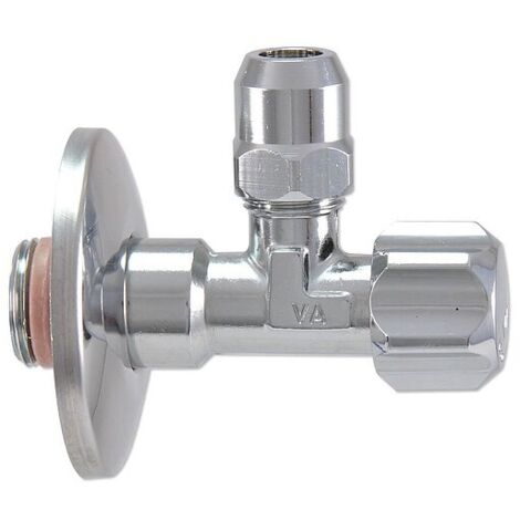 ALBERTONI Eckventil 1/2'' x 3/8'' - mit selbstd. PTFE-Ring - verchromt - mit Schieberosette (Ø 56 mm)