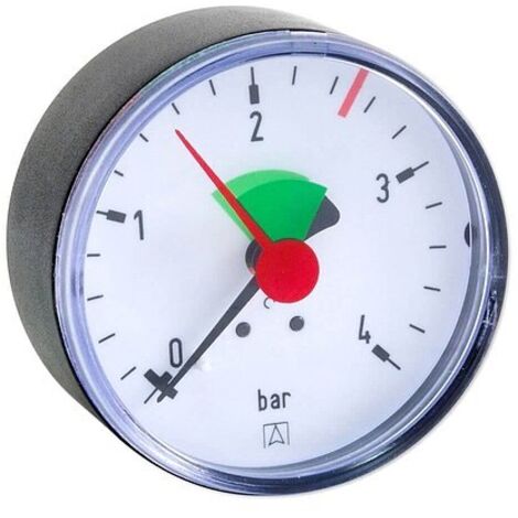 AFRISO Manometer HZ 63 - Anschluss axial/zentrisch 3/8'' AG selbstdichtend, Anzeige 0-4 bar, rote Markierung bei 2,5 bar (1/2)