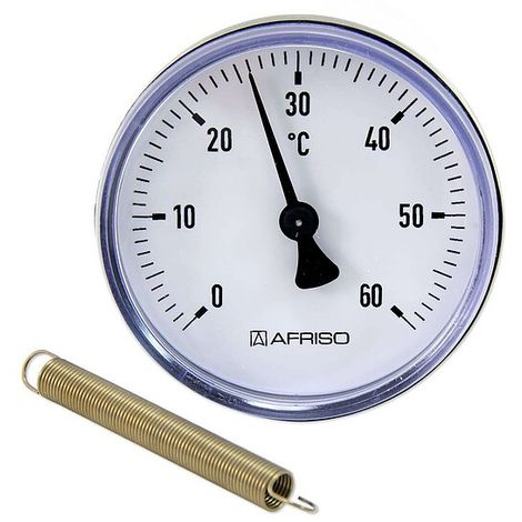 Anlegethermometer Heizungsrohr 0-120°C, 63mm Bimetall Heizungsthermometer  mit Edelstahlzeiger Thermometer Heizungsrohr Kontaktmessgerät Federaufsatz