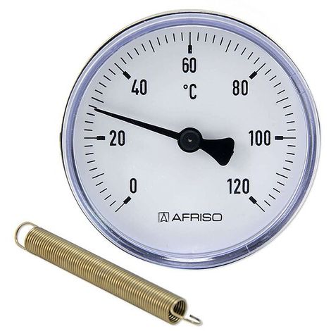 Bimetall-Anlegethermometer - Ø 63 mm - Anzeige 0 bis 120 °C - mit  Montagefeder für Rohre von
