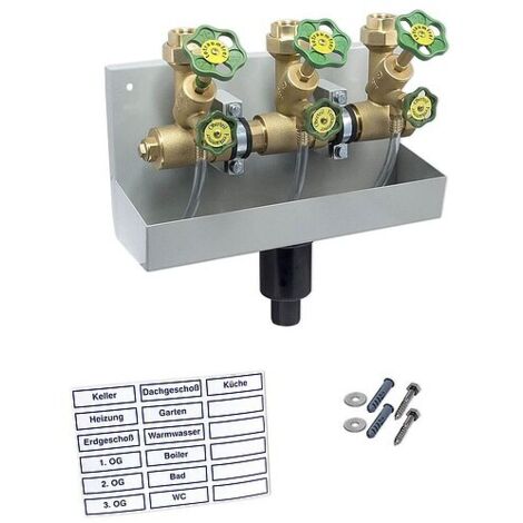 Kompakt-Wasserverteiler, Zulauf 1 1/4'' mit 3 Abgängen