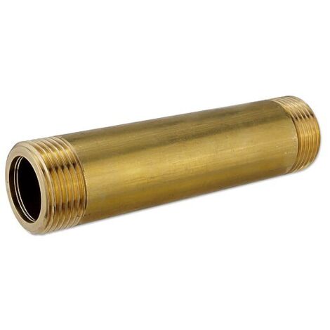 Messing Langnippel - Distanzstück für Wasserzähler / Wärmezähler - 1'' x 130 mm (1/2)