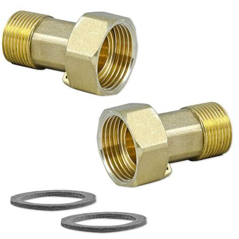 1 Satz Wasserzählerverschraubung 3/4'' AG x 1'' IG Überwurf flachdichtend - Messing