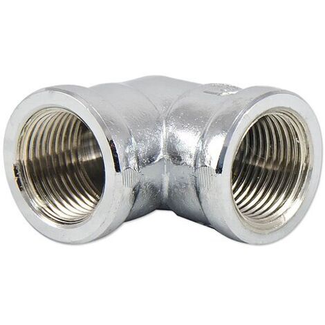 Messing Gewindefitting-Winkel 90° - 3/8'' IG x 3/8'' IG - verchromt (1/2)