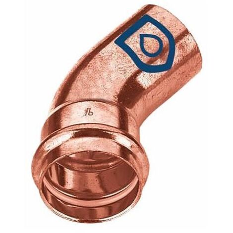 Press-Bogen 45° - 28 mm - Innen x Außen - für Kupferrohre - DVGW-zertifiziert - für V- & M-Kontur