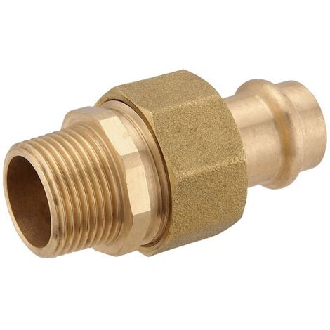 Press-Verschraubung flachdichtend aus Rotguss 22 mm - 3/4 Zoll AG - für Kupferrohre - DVGW-zertifiziert - für Presskontur V & M
