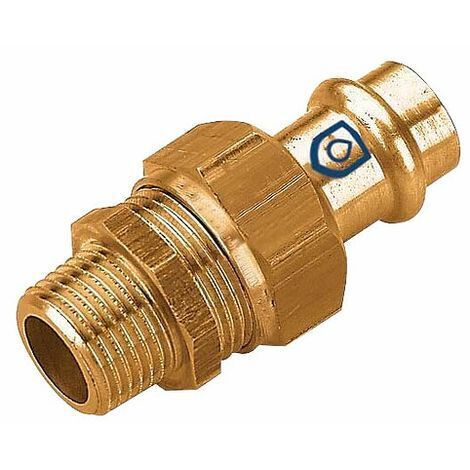 Press-Verschraubung flachdichtend aus Rotguss 28 mm - 1 Zoll AG - für Kupferrohre - DVGW-zertifiziert - für Presskontur V & M