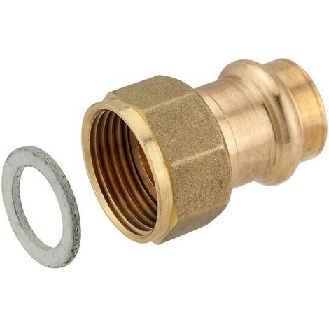 Press-Übergangsverschraubung aus Rotguss 22 mm - 3/4'' IG (Überwurf) - flachdichtend - für Kupferrohre - DVGW - für V- & M-Kontur