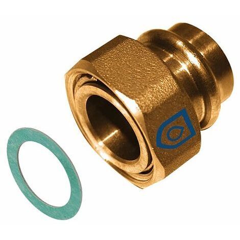 Press-Übergangsverschraubung aus Rotguss 28 mm - 1 1/4'' IG (Überwurf) - flachdichtend - für Kupferrohre - DVGW - für V- & M-Kontur