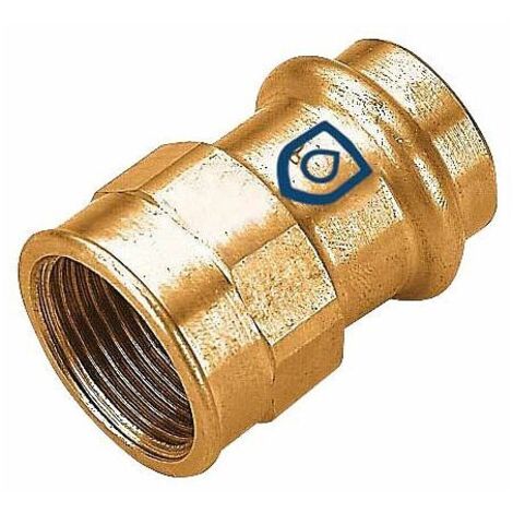 Press-Übergang aus Rotguss 15 mm - 1/2'' IG - für Kupferrohre - DVGW-zertifiziert - für V- & M-Kontur
