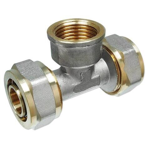 Schraubfitting-T-Stück mit Innengewinde 16 x 2,0 - 1/2'' - 16 x 2,0 mm für Alu-Mehrschicht-Verbundrohr