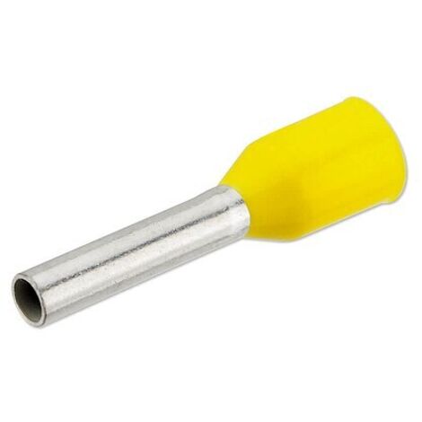 Aderendhülsen gelb isoliert - 1,0 mm² - 8 x 14 mm - nach DIN 46228/4 - Beutel 100 Stück (1/2)