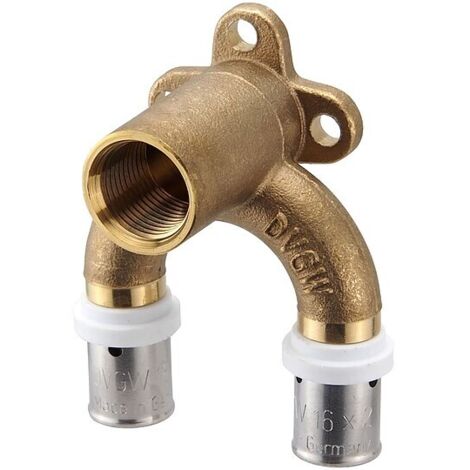 Pressfitting-Wandwinkel - doppelt U-Form gebogen - 16 x 2 mm - 1/2 Zoll Innengewinde für Verbundrohr