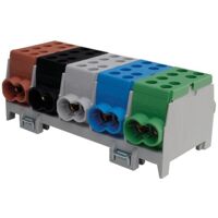 Hauptleitungs-Abzweigklemme 1x braun, schwarz, grau, blau, grün 8x Eingang 35 mm² / 14x Ausgang 25 mm²