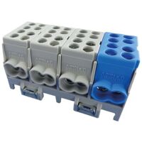 Hauptleitungs-Abzweigklemme - 3x grau, 1x blau, 4-polig 8x Eingang 25 mm² / 12x Ausgang 16 mm²