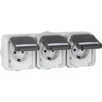 Aufputz-Steckdose PEHA IP44, Schuko, Beschriftung, D 6633 WAB NA - 3-fach