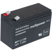 Multipower Blei-Akku MP 7,2 - 12, Pb 12V/7,2 Ah - Stecksystem Faston 6,3 - Kapazität 7200 mAh