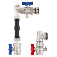 Anschluss-Set für Wärmezähler mit 3/4 Zoll-Gewinde - 110 mm - Winkelform