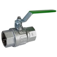 Kugelhahn 1 1/4'' IG x 1 1/4'' IG - DN 32 - Messing vernickelt - mit Hebelgriff grün - voller Durchgang - mit DVGW
