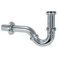 Röhren-Sifon für Bidet DN 32 (1 1/4'') x Ø 32 mm - Messing verchromt - mit Rosette