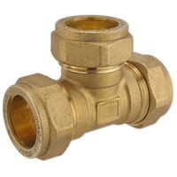 Messing-Klemm-T-Stück für Kupferrohre - 28 x 28 x 28 mm für Heizung und Trinkwasser