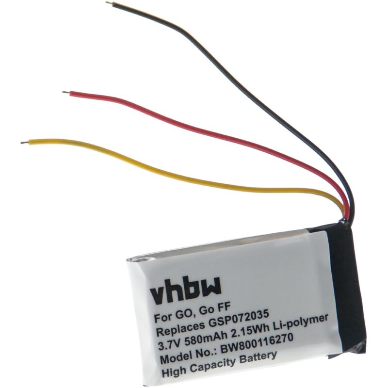 vhbw Akku Ersatz für JBL GSP072035 für Lautsprecher Boxen Speaker (580mAh, 3,7V, Li-Polymer)