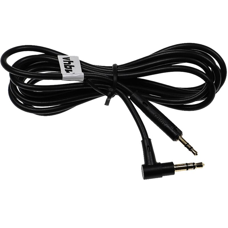 vhbw Audio AUX Kabel kompatibel mit AKG K840, K840KL, K845, K845BT, N90,  N90Q, Y40 Kopfhörer - Audiokabel 3,5 mm Klinkenstecker, Schwarz