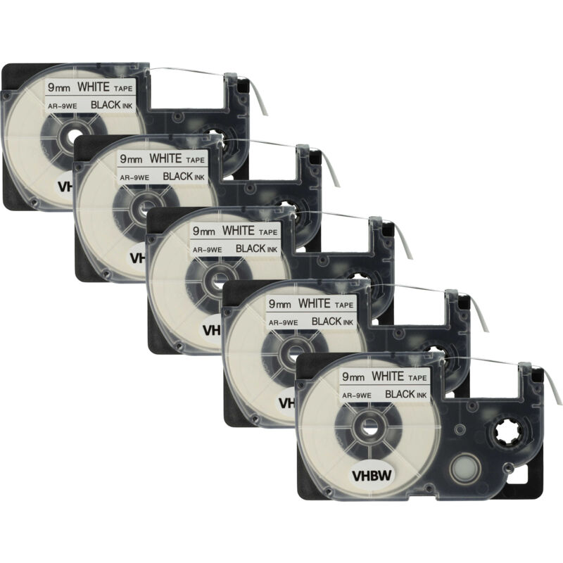 10x Label Tape 12mm SCHWARZ-weiss für CASIO KL-300 KL-750E 