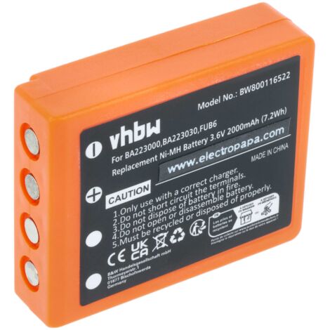 vhbw 1x Akku Ersatz für HBC FUB6, BA223030 für Industrie-Funkfernsteuerung Fernbedienung (2000 mAh, 3,6 V, NiMH) (1/5)