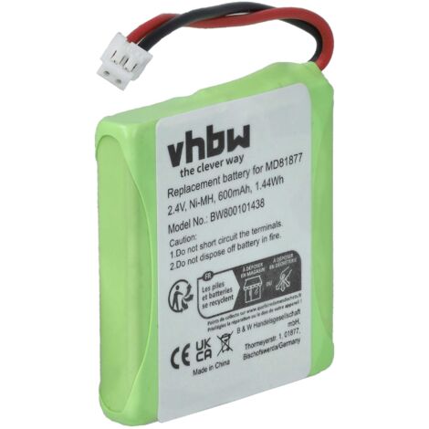 2 Batterie NiMH 600mAh 2.4V Per Telefono Cordless Medion - Sostituisce 5M702BMX, GP0827, Per MD81877, MD82711, Etc. - Foto 2