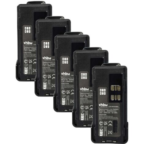 vhbw 5x Akku kompatibel mit Motorola DP4400E, DP2000, DP2600, DP2400 Funkgerät, Walkie Talkie (2600 mAh, 7,4 V, Li-Ion) + Gürtelclip (1/5)