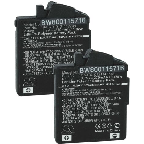 vhbw 2x Akku kompatibel mit Sennheiser PXC 360 BT Wireless Headset Kopfhörer (270 mAh, 3,7 V, Li-Polymer) (1/5)